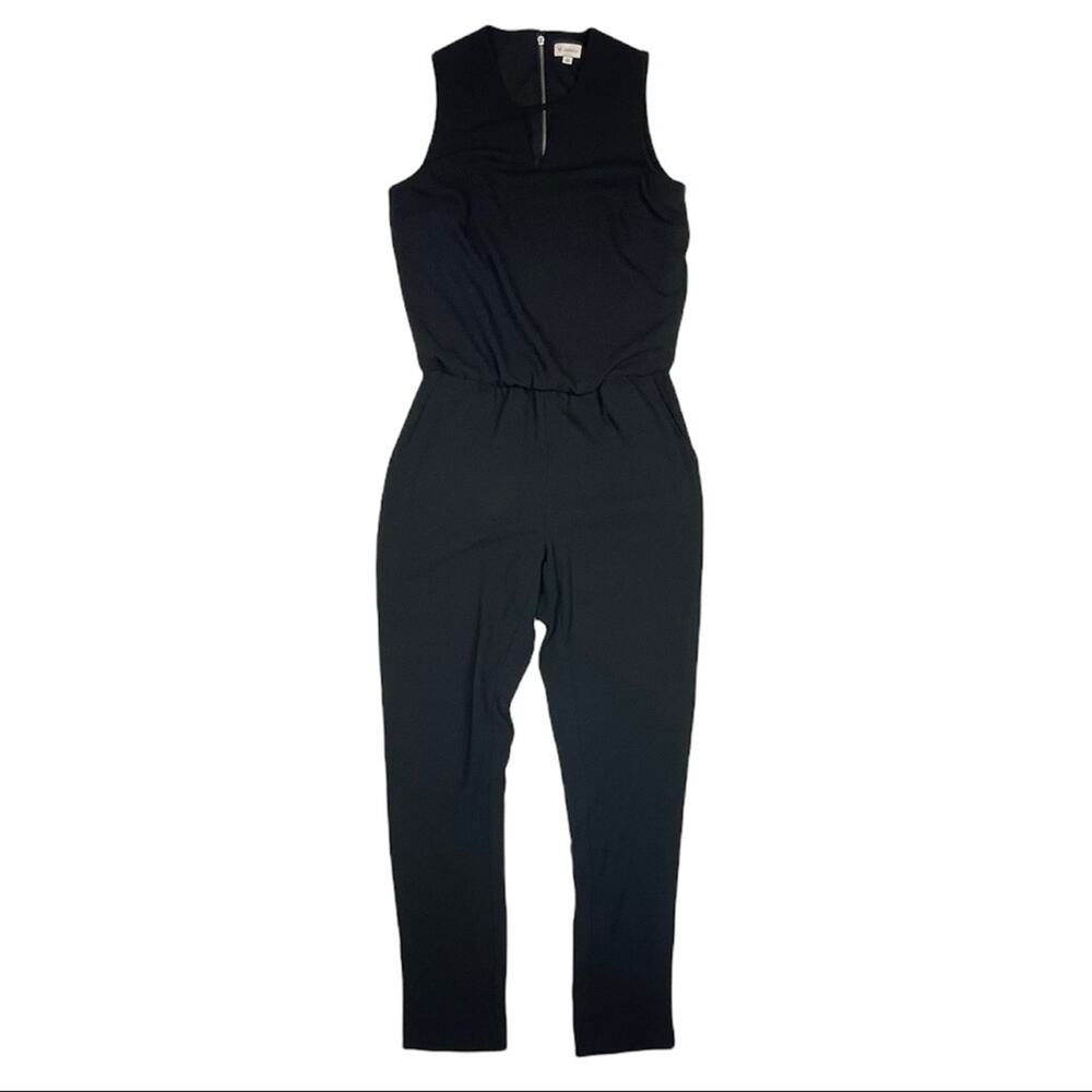 Cremieux | Black Waist Defined Keyhole Sleeveless Jumpsuit